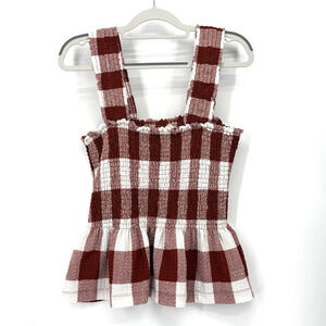 Ann Taylor Loft Tank Top Womens Large Rust Stretchy Sleeveless Waffle Weave